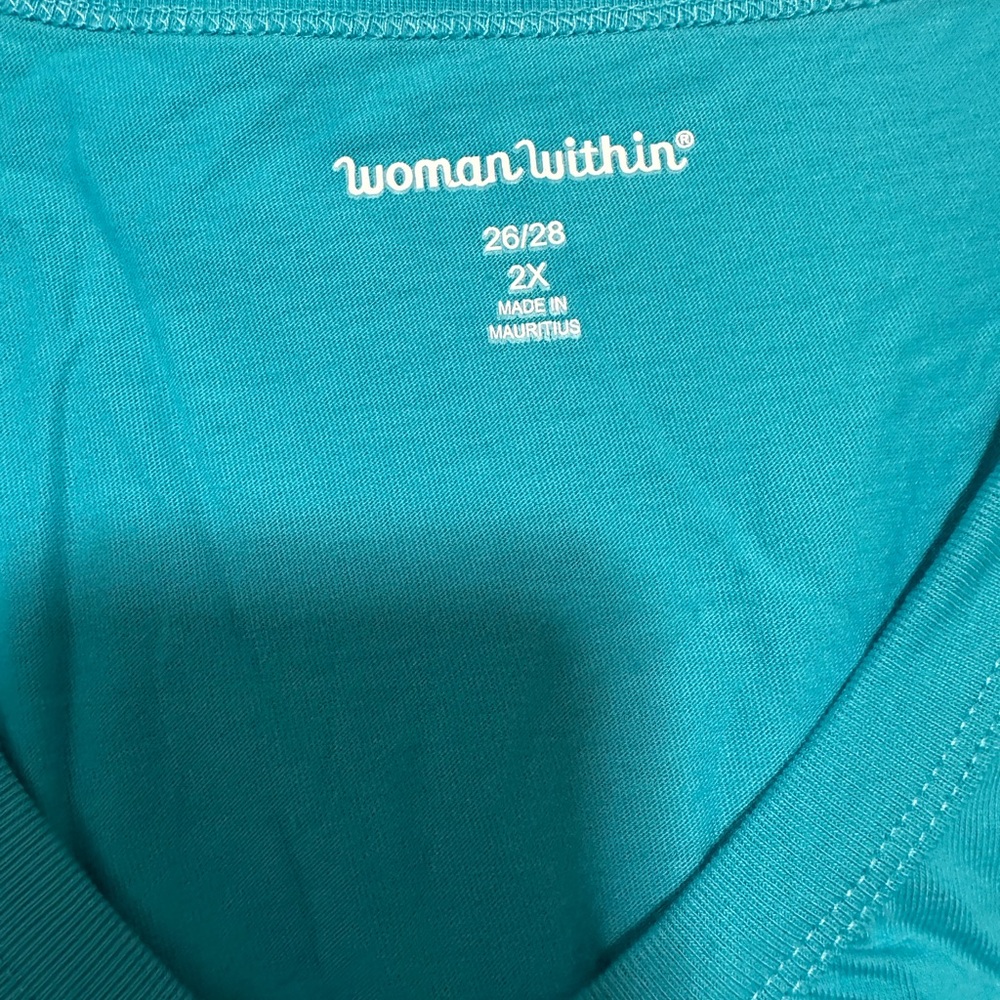 Woman Within Turquoise V-Neck Top 2X